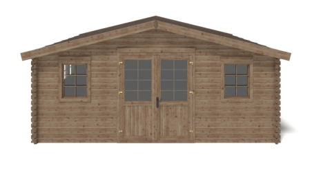 Abri de jardin en bois - 34,80m2 - 5,90x5,90m - Traité - Ep. 45mm - Couleur: marron