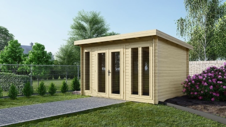 Abri de jardin en bois - 16m2 - 4x4m - Ep. 34mm - Couleur: naturel