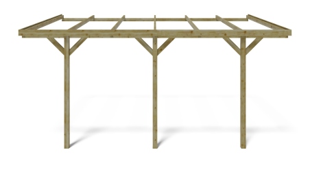 Carport, abri de voiture  3x5,24 m - 15 m2 - adossé 