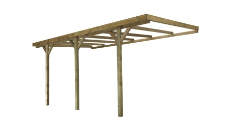 Carport, abri de voiture  3x5,24 m - 15 m2 - adossé 