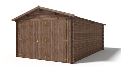 Garage en bois - 21m2 - 3,50x6m - imprégné - Ep. 28mm - couleur: marron