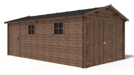 Garage en bois - 21m2 - 3,50x6m - imprégné - Ep. 28mm - couleur: marron