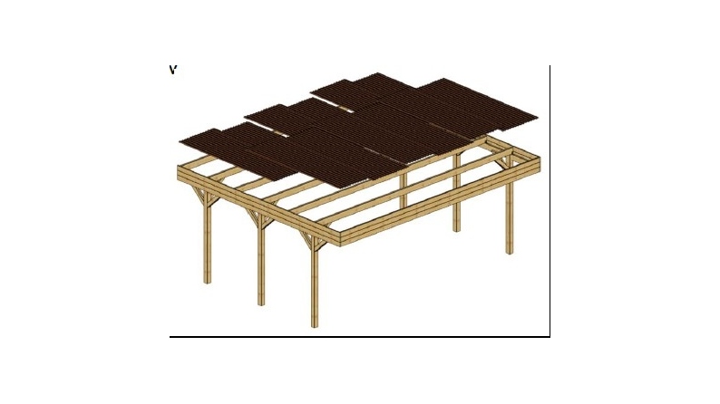 Carport, abri de voiture  6.06x5.03 m - 30 m2 - couverture PVC 