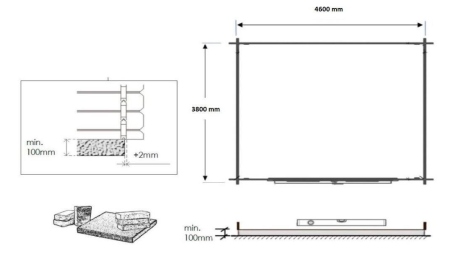 Abri de jardin en bois - 19,20m2 - 4,80x4m - Ep. 40mm - Couleur: naturel