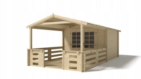 Abri de jardin en bois - 3x3 m + terrasse avec balustrade et avant-toit en bois - 18 m2