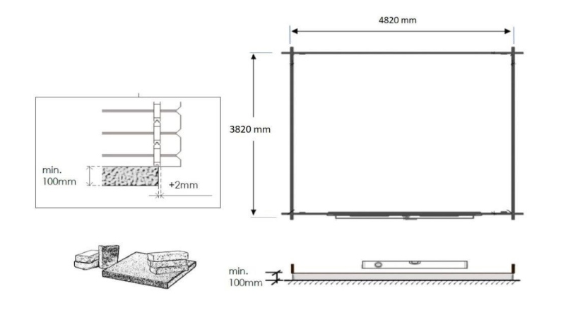 Abri de jardin en bois - 20m2 - 5x4m - Ep. 28mm - Couleur: naturel