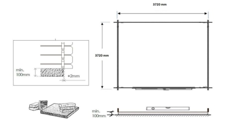 Abri de jardin en bois - 15,20m2 - 3,90x3,90m - Traité - Ep. 34mm - Couleur: marron