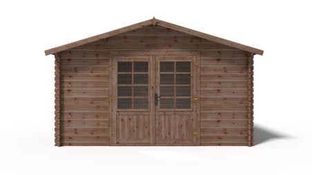 Abri de jardin en bois - 15,20m2 - 3,90x3,90m - Traité - Ep. 34mm - Couleur: marron