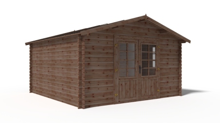 Abri de jardin en bois - 15,20m2 - 3,90x3,90m - Traité - Ep. 34mm - Couleur: marron