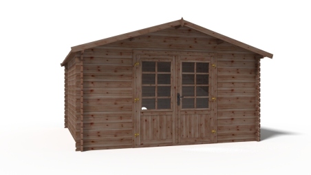 Abri de jardin en bois - 15,20m2 - 3,90x3,90m - Traité - Ep. 34mm - Couleur: marron