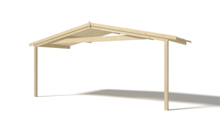Abri de jardin en bois - 5x4 m + terrasse avec balustrade et avant-toit en bois - 30 m2
