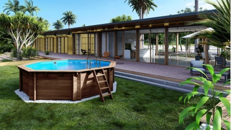 Piscine en bois 5,37x5,37 - H.1,31 m autoportante