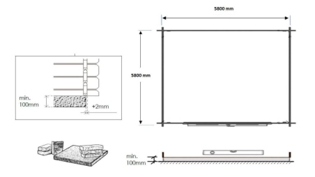 Abri de jardin en bois - 36m2 - 6x6m - Ep. 40mm - Couleur: naturel