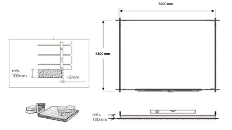 Abri de jardin en bois - 30m2 - 6x5m - Ep. 40mm - Couleur: naturel