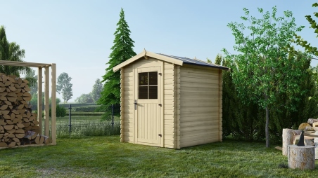 Abri de jardin en bois - 3,61m2 - 1,90x1,90m - Ep. 28mm - Couleur: naturel