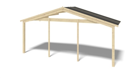 Abri de jardin en bois - 6x6 m + terrasse avec balustrade et avant-toit en bois - 48 m2