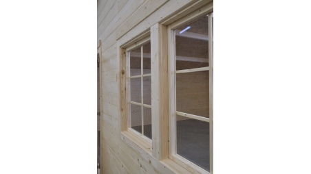 Abri de jardin en bois - 6x6 m + terrasse avec balustrade et avant-toit en bois - 48 m2