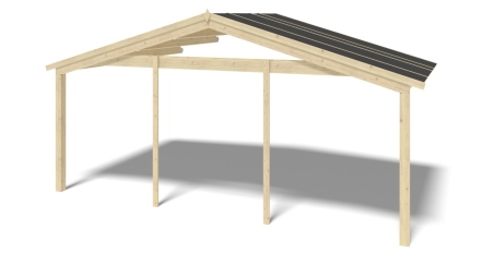 Abri de jardin en bois - 6x6 m + terrasse avec balustrade et avant-toit en bois - 54 m2