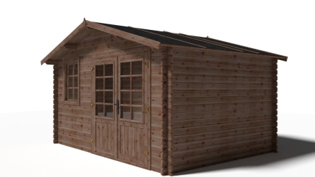 Abri de jardin en bois - 11,70m2 - 3,90x3m - Traité - Ep. 34mm - Couleur: marron