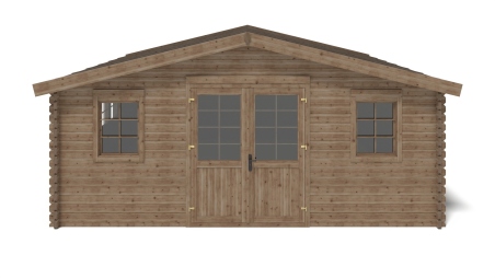 Abri de jardin en bois - 34,80m2 - 5,90x5,90m - Traité - Ep. 45mm - Couleur: marron