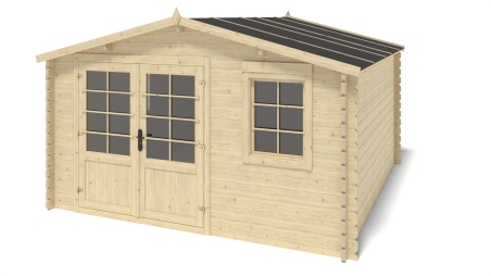 Abri de jardin en bois - 15,21m2 - 3,90x3,90m - Ep. 40mm - Couleur: naturel