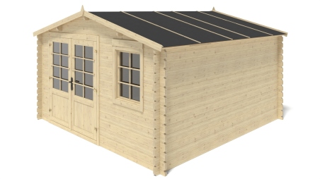 Abri de jardin en bois - 15,21m2 - 3,90x3,90m - Ep. 40mm - Couleur: naturel