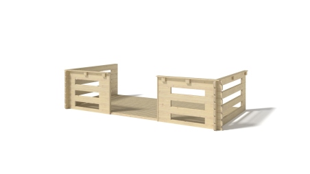 Abri de jardin en bois - 4x4 m + terrasse avec balustrade et avant-toit en bois - 24 m2