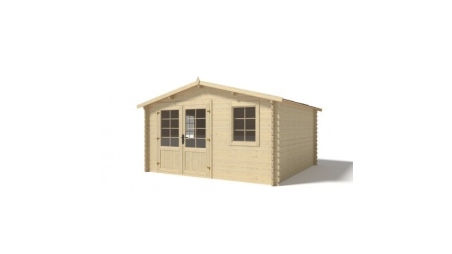 Abri de jardin en bois - 4x4 m + terrasse avec balustrade et avant-toit en bois - 24 m2