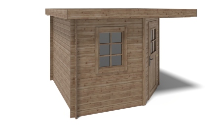 Abri de jardin en bois - 8m2 - 3x3m - Traité - Ep. 28mm - Couleur: marron