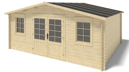 Abri de jardin en bois - 21,42m2 - 5,10x4,20m - Ep. 34mm - Couleur: naturel