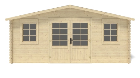 Abri de jardin en bois - 21.42m2 - 5.1x4.2m - Ep. 34mm - Couleur: naturel