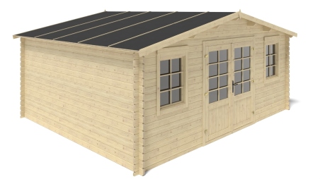Abri de jardin en bois - 21,42m2 - 5,10x4,20m - Ep. 34mm - Couleur: naturel