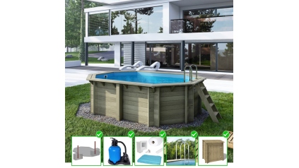 Piscine en bois Nemo 4,3x3 - H.1,18 m fixations à sceller