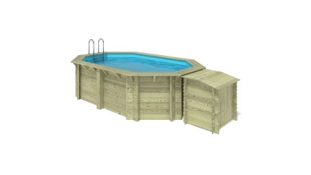 Piscine en bois Nemo 4,3x3 - H.1,18 m fixations à sceller
