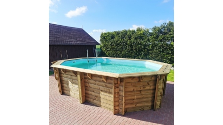 Piscine en bois Nemo 4,3x3 - H.1,18 m fixations à sceller