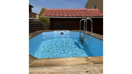 Piscine en bois Nemo 4,3x3 - H.1,18 m fixations à sceller