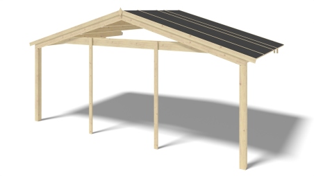 Abri de jardin en bois - 6x5 m + terrasse avec balustrade et avant-toit en bois - 48 m2
