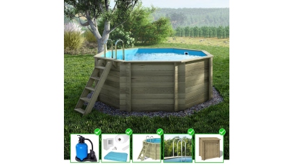 Piscine en bois Coral 3,25x3,25 - H.1,18 m autoportante