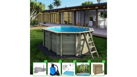 Piscine en bois Nemo 4,3x3 - H.1,31 m fixations à sceller
