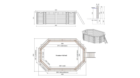 Piscine en bois Nemo 4,3x3 - H.1,31 m fixations à sceller