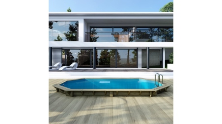 Piscine en bois Nemo 5,79x3,49 - H.1,45 m fixations à sceller