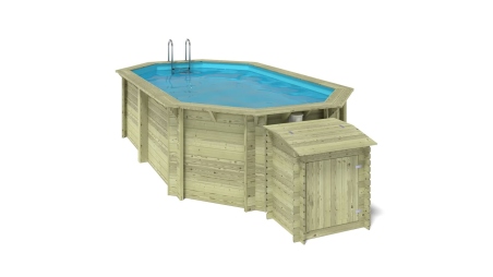 Piscine en bois Nemo 5,79x3,49 - H.1,45 m fixations à sceller