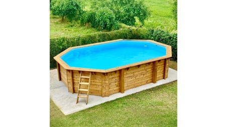 Piscine en bois Nemo 7,3x3,97 - H.1,45 m fixations à sceller