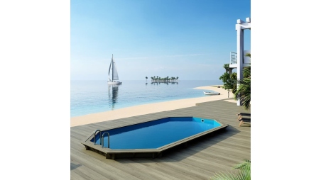 Piscine en bois Nemo 7,3x3,97 - H.1,45 m fixations à sceller