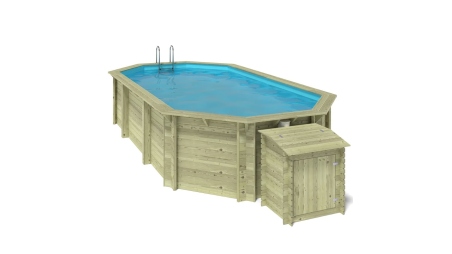 Piscine en bois Nemo 7,3x3,97 - H.1,45 m fixations à sceller