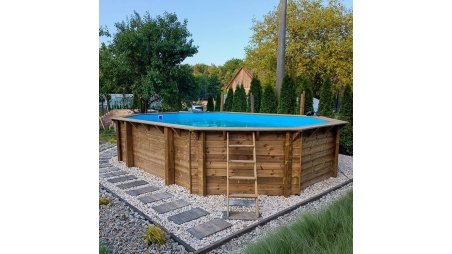 Piscine en bois Nemo 7,3x3,97 - H.1,45 m fixations à sceller