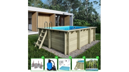 Piscine en bois Aqua 4,65x2,85 - H.1,24 m fixations à sceller