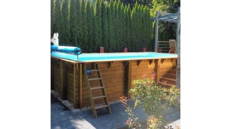 Piscine en bois Aqua 4,65x2,85 - H.1,24 m fixations à sceller