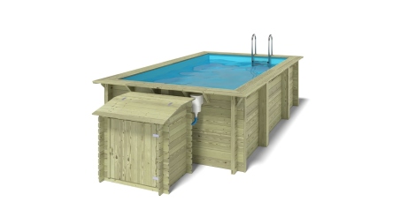 Piscine en bois Aqua 4,65x2,85 - H.1,24 m fixations à sceller