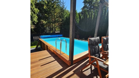Piscine en bois Aqua 4,65x2,85 - H.1,24 m fixations à sceller